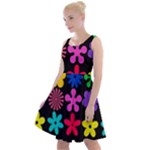Colorful flowers on a black background pattern                                                              Knee Length Skater Dress
