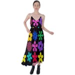 Colorful flowers on a black background pattern                                                              Tie Back Maxi Dress