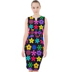Colorful flowers on a black background pattern                                                              Midi Bodycon Dress