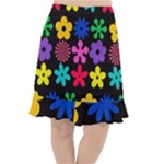 Colorful flowers on a black background pattern                                                               Fishtail Chiffon Skirt