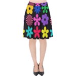 Colorful flowers on a black background pattern                                                           Velvet High Waist Skirt