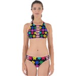 Colorful flowers on a black background pattern                                                           Perfectly Cut Out Bikini Set