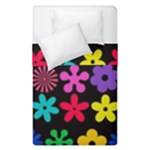 Colorful flowers on a black background pattern                                                             Duvet Cover (Single Size)