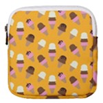 Ice cream on an orange background pattern                                                             Mini Square Pouch