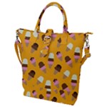 Ice cream on an orange background pattern                                                             Buckle Top Tote Bag