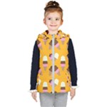 Ice cream on an orange background pattern                                                            Kid s Hooded Puffer Vest