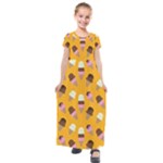 Ice cream on an orange background pattern                                                           Kids  Short Sleeve Maxi Dress