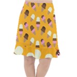 Ice cream on an orange background pattern                                                                Fishtail Chiffon Skirt