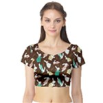 Easter rabbit pattern Short Sleeve Crop Top