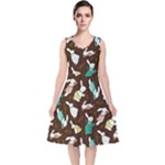 Easter rabbit pattern V-Neck Midi Sleeveless Dress 