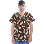 Easter rabbit pattern Men s V-Neck Scrub Top