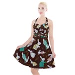 Easter rabbit pattern Halter Party Swing Dress 