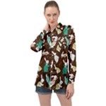 Easter rabbit pattern Long Sleeve Satin Shirt