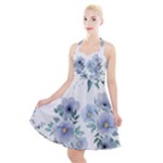 Floral pattern Halter Party Swing Dress 
