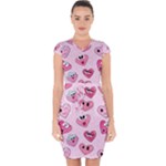 Emoji Heart Capsleeve Drawstring Dress 