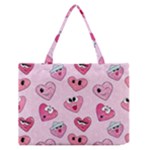 Emoji Heart Zipper Medium Tote Bag