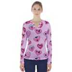 Emoji Heart V-Neck Long Sleeve Top