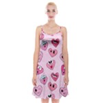 Emoji Heart Spaghetti Strap Velvet Dress