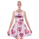 Emoji Heart Velvet Skater Dress
