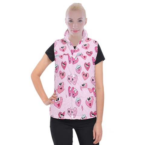 Emoji Heart Women s Button Up Vest from ZippyPress