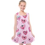 Emoji Heart Kids  Cross Back Dress