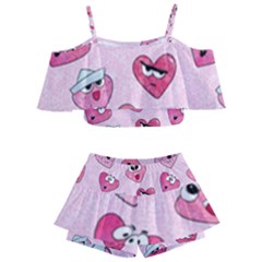 Kids  Off Shoulder Skirt Bikini 