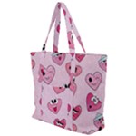 Emoji Heart Zip Up Canvas Bag