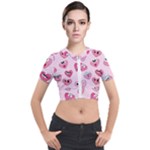 Emoji Heart Short Sleeve Cropped Jacket