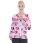 Emoji Heart Casual Zip Up Jacket