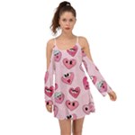 Emoji Heart Kimono Sleeves Boho Dress