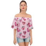 Emoji Heart Off Shoulder Short Sleeve Top