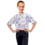  Cute unicorn cats Kids Mock Neck Tee