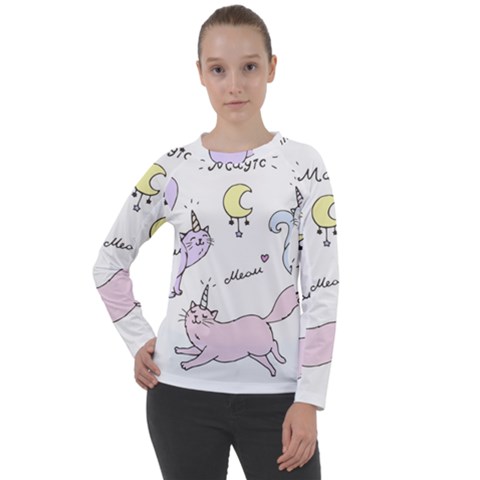 Cute unicorn cats Women s Long Sleeve Raglan Tee from ZippyPress