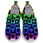 Rainbow Hearts and Stars Kids  Velcro No Lace Shoes