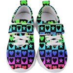 Rainbow Hearts and Stars Kids  Velcro Strap Shoes