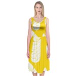 Yellow Banana Leaves Midi Sleeveless Dress