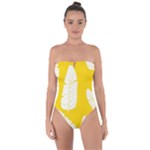 Yellow Banana Leaves Tie Back One Piece Swimsuit