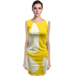Yellow Banana Leaves Sleeveless Velvet Midi Dress