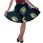 Vintage Vegetables Zucchini A-line Skater Skirt
