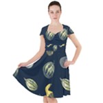 Vintage Vegetables Zucchini Cap Sleeve Midi Dress