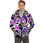 retro swirl abstract doodle Men s Hooded Quilted Jacket