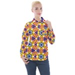 Wavey shapes pattern                                                             Women s Long Sleeve Pocket Shirt