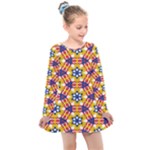 Wavey shapes pattern                                                             Kids  Long Sleeve Dress