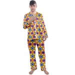 Wavey shapes pattern                                                              Men s Satin Pajamas Long Pants Set