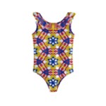 Wavey shapes pattern                                                             Kids  Frill Swimsuit