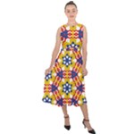 Wavey shapes pattern                                                            Midi Tie-Back Chiffon Dress