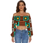 Shapes in shapes                                                      Long Sleeve Crinkled Weave Crop Top