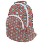 Hexagons and stars pattern                                                             Rounded Multi Pocket Backpack