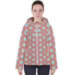 Hexagons and stars pattern                                                               Women s Hooded Puffer Jacket