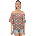 Hexagons and stars pattern                                                               Off Shoulder Short Sleeve Top